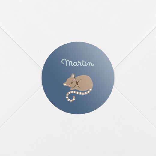 Stickers pour enveloppes naissance La famille des animaux bleu - Vue 1