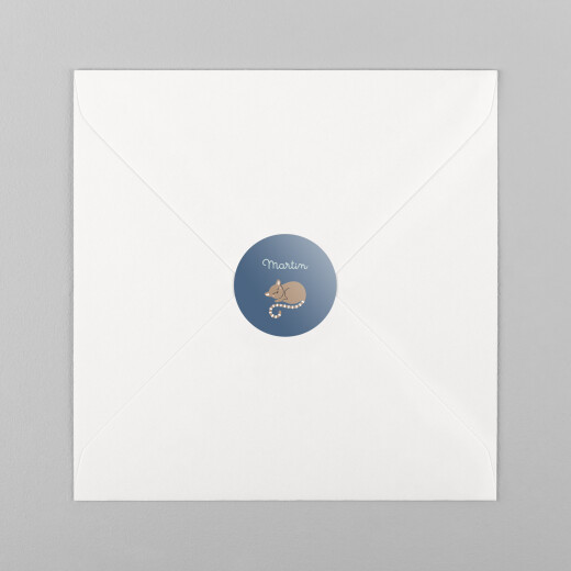 Stickers pour enveloppes naissance La famille des animaux bleu - Vue 2