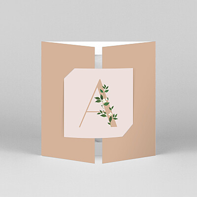 Faire-part de naissance moderne lettres fleuries (fenêtre) rose Faire-part de naissance moderne lettres fleuries (fenêtre) rose