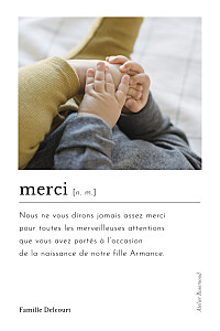 Carte de remerciement tendance édito blanc Carte de remerciement tendance édito blanc