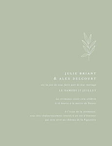 Faire-part de mariage vintage jeune pousse vert Faire-part de mariage vintage jeune pousse vert