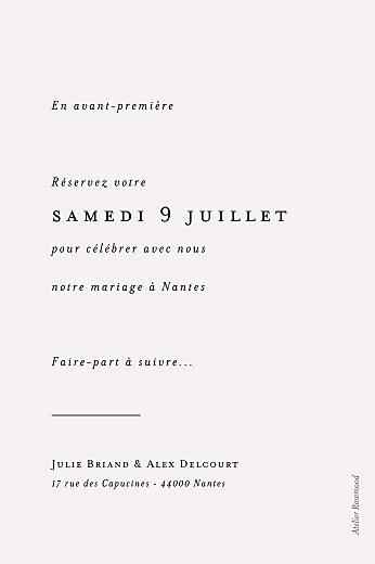 Save the Date Jeune pousse beige - Verso