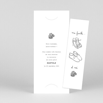 Faire-part de naissance marque-page ma famille et moi 1 enfant (marque-page) blanc Faire-part de naissance marque-page ma famille et moi 1 enfant (marque-page) blanc