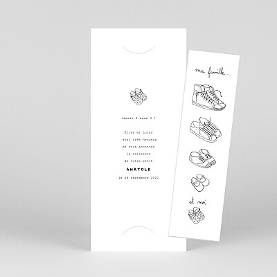 Faire-part de naissance marque-page ma famille et moi 3 enfants (marque-page) blanc Faire-part de naissance marque-page ma famille et moi 3 enfants (marque-page) blanc
