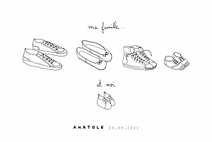 Faire-part de naissance ma famille et moi (3 enfants) paysage blanc Faire-part de naissance ma famille et moi (3 enfants) paysage blanc