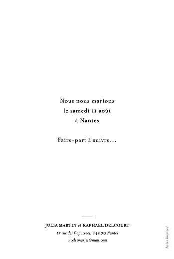 Save the Date Tout simplement (portrait) blanc - Verso Save the Date Tout simplement (portrait) blanc - Verso