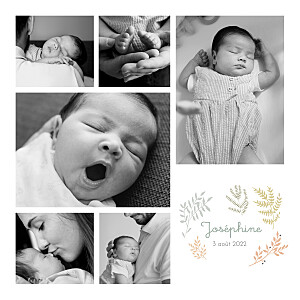 Faire-part de naissance photos liberty feuillage vert Faire-part de naissance photos liberty feuillage vert