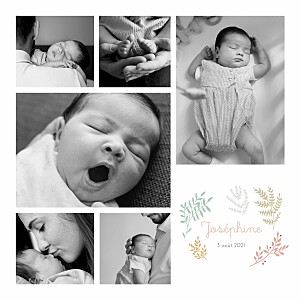 Faire-part de naissance rose liberty feuillage rose Faire-part de naissance rose liberty feuillage rose