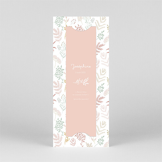 Faire-part de naissance Liberty Feuillage (marque-page) rose - Vue 3 Faire-part de naissance Liberty Feuillage (marque-page) rose - Vue 3