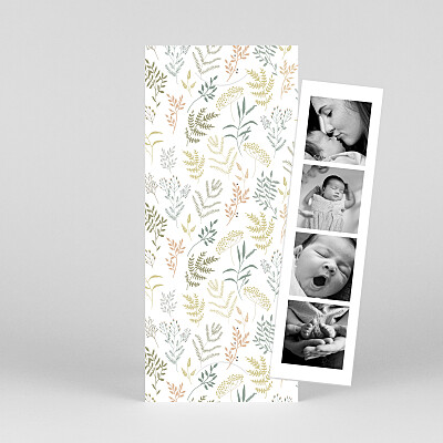 Faire-part de naissance vert liberty feuillage (marque-page) vert Faire-part de naissance vert liberty feuillage (marque-page) vert