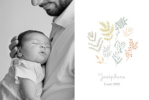 Faire-part de naissance vert liberty feuillage (paysage) vert Faire-part de naissance vert liberty feuillage (paysage) vert