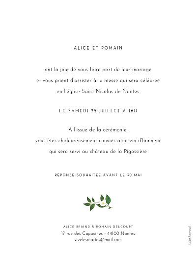 Faire-part de mariage Lettres fleuries (portrait) blanc - Page 2