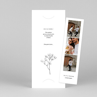 Save the date classique joli brin (marque-page) blanc Save the date classique joli brin (marque-page) blanc