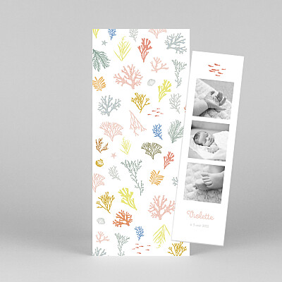 Faire-part de naissance jolis coraux (marque-page) rose Faire-part de naissance jolis coraux (marque-page) rose