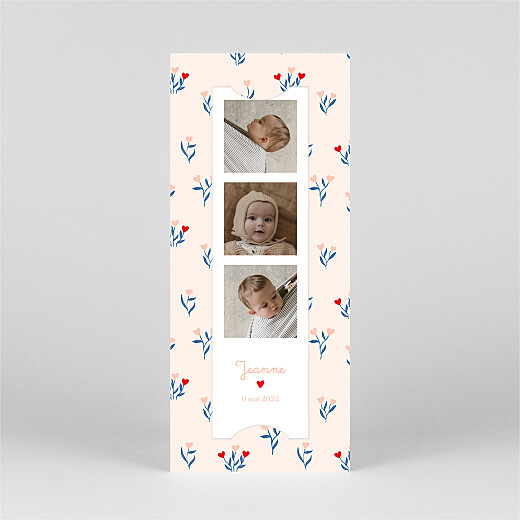 Faire-part de naissance Jardin de floeurs (photomaton) rouge - Vue 2 Faire-part de naissance Jardin de floeurs (photomaton) rouge - Vue 2