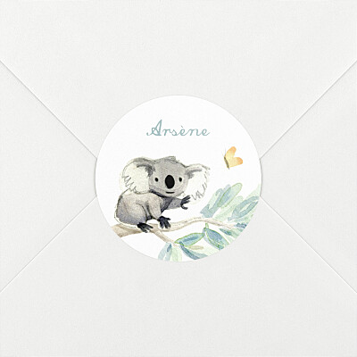 Stickers naissance garçon koalas en famille blanc Stickers naissance garçon koalas en famille blanc