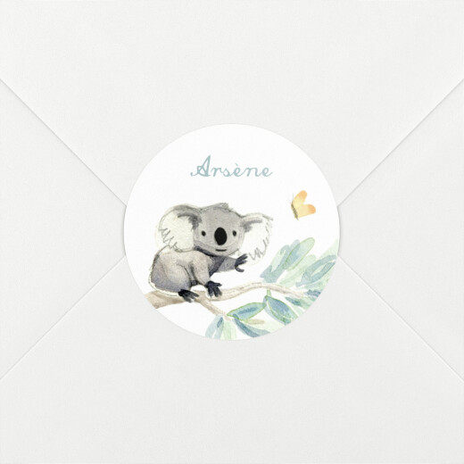 Stickers pour enveloppes naissance Koalas en famille blanc - Vue 1