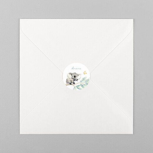 Stickers pour enveloppes naissance Koalas en famille blanc - Vue 2 Stickers pour enveloppes naissance Koalas en famille blanc - Vue 2