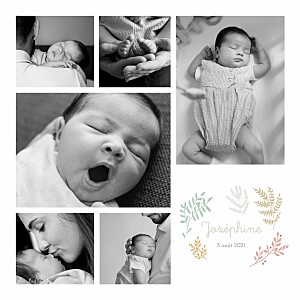 Faire-part de naissance liberty feuillage vert Faire-part de naissance liberty feuillage vert