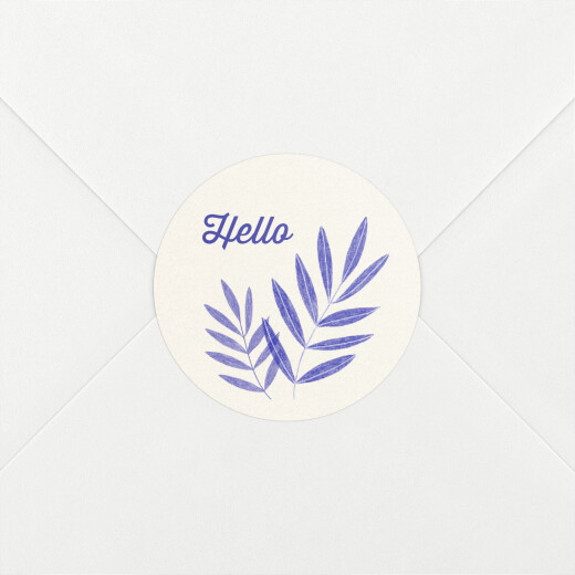 Stickers pour enveloppes naissance Feuillage crayonné bleu - Vue 1
