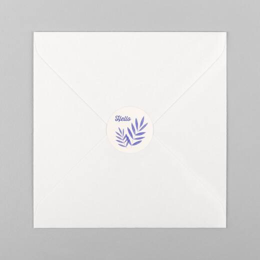 Stickers pour enveloppes naissance Feuillage crayonné bleu - Vue 2