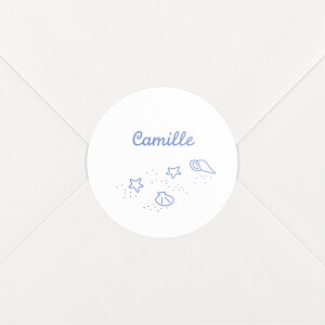 Stickers pour enveloppes naissance Première vague bleu