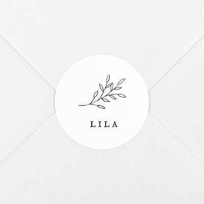 Stickers pour enveloppes naissance tomoë petite gravure (branche) blanc Stickers pour enveloppes naissance tomoë petite gravure (branche) blanc