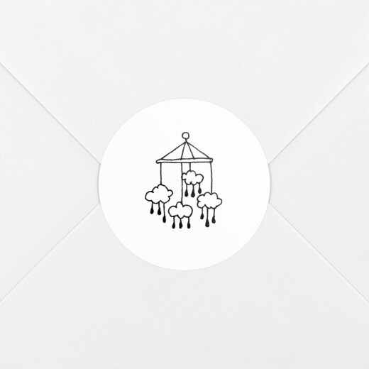 Stickers pour enveloppes naissance Petite gravure blanc - Vue 1