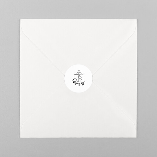 Stickers pour enveloppes naissance Petite gravure blanc - Vue 2