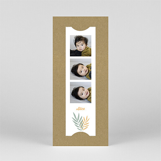 Faire-part de naissance Feuillage crayonné (photomaton) jaune - Vue 2 Faire-part de naissance Feuillage crayonné (photomaton) jaune - Vue 2