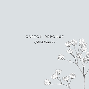 Carton réponse mariage classique joli brin bleu Carton réponse mariage classique joli brin bleu