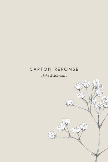 Carton réponse mariage Joli brin (portrait) beige - Recto Carton réponse mariage Joli brin (portrait) beige - Recto