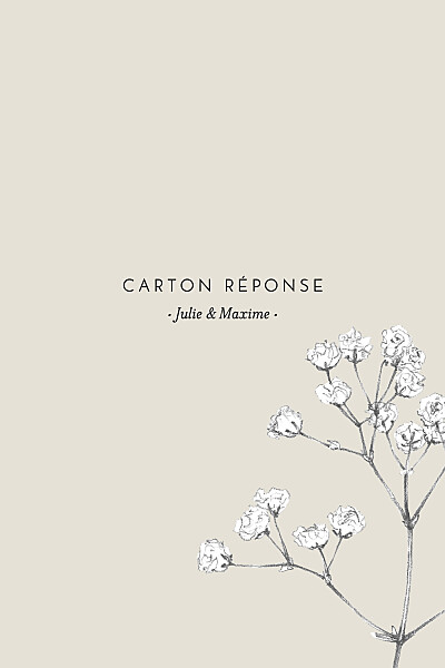 Carton réponse mariage Joli brin (portrait) beige finition Carton réponse mariage Joli brin (portrait) beige finition