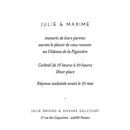 Carton d'invitation mariage Joli brin beige - Verso Carton d'invitation mariage Joli brin beige - Verso
