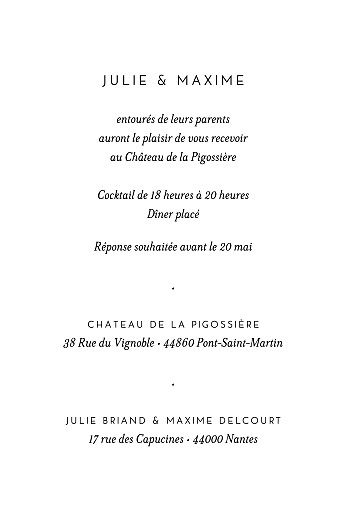 Carton d'invitation mariage Joli brin (portrait) beige - Verso Carton d'invitation mariage Joli brin (portrait) beige - Verso