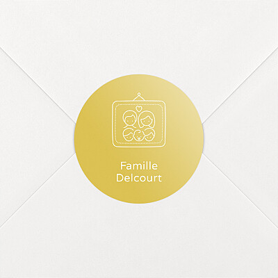 Stickers pour enveloppes naissance classique mon histoire en pictos jaune Stickers pour enveloppes naissance classique mon histoire en pictos jaune