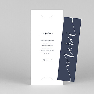 Carte de remerciement mariage swing (marque-page) bleu marine Carte de remerciement mariage swing (marque-page) bleu marine