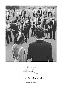 Carte de remerciement mariage avec photo joli brin (portrait) beige Carte de remerciement mariage avec photo joli brin (portrait) beige