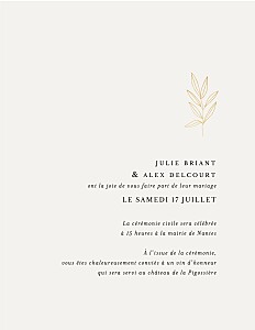 Faire-part de mariage avec dorure jeune pousse (dorure) (portrait) beige Faire-part de mariage avec dorure jeune pousse (dorure) (portrait) beige