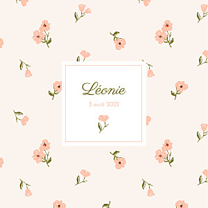 Faire-part de naissance rose blossom (4 pages) beige Faire-part de naissance rose blossom (4 pages) beige
