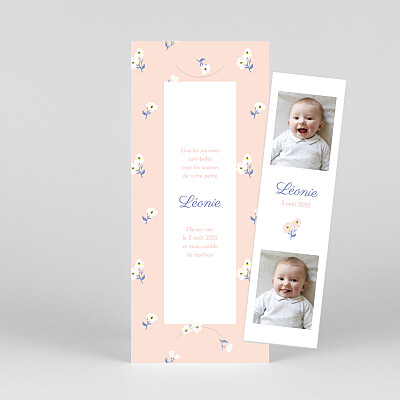 Faire-part de naissance bikini sous la pluie blossom (marque-page) rose Faire-part de naissance bikini sous la pluie blossom (marque-page) rose
