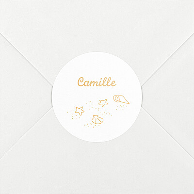 Stickers pour enveloppes naissance orange première vague mangue Stickers pour enveloppes naissance orange première vague mangue
