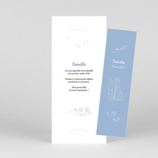Faire-part de naissance Première vague (marque-page) 2 enfants bleu - Vue 1 Faire-part de naissance Première vague (marque-page) 2 enfants bleu - Vue 1