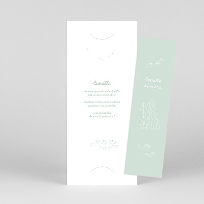 Faire-part de naissance vert première vague (marque-page) 2 enfants vert Faire-part de naissance vert première vague (marque-page) 2 enfants vert