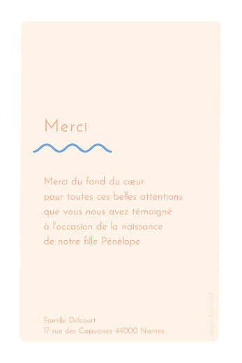 Carte de remerciement Vaguelette poudre - Verso Carte de remerciement Vaguelette poudre - Verso