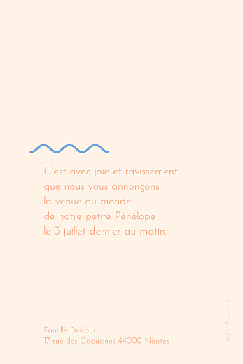 Faire-part de naissance Vaguelette (petit) poudre - Verso Faire-part de naissance Vaguelette (petit) poudre - Verso