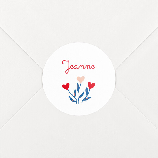 Stickers pour enveloppes naissance Flœurs rouge - Vue 1