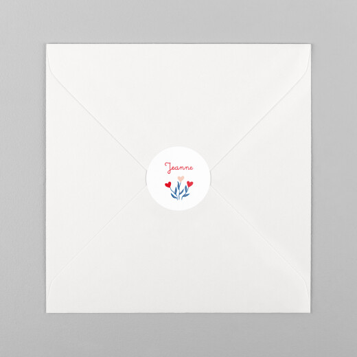 Stickers pour enveloppes naissance Flœurs rouge - Vue 2
