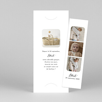 Faire-part de naissance marque-page tendre innocence (marque-page) blanc Faire-part de naissance marque-page tendre innocence (marque-page) blanc
