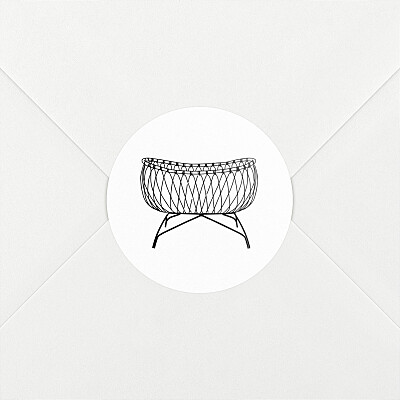 Stickers pour enveloppes naissance rose berceau fleuri 2 Stickers pour enveloppes naissance rose berceau fleuri 2